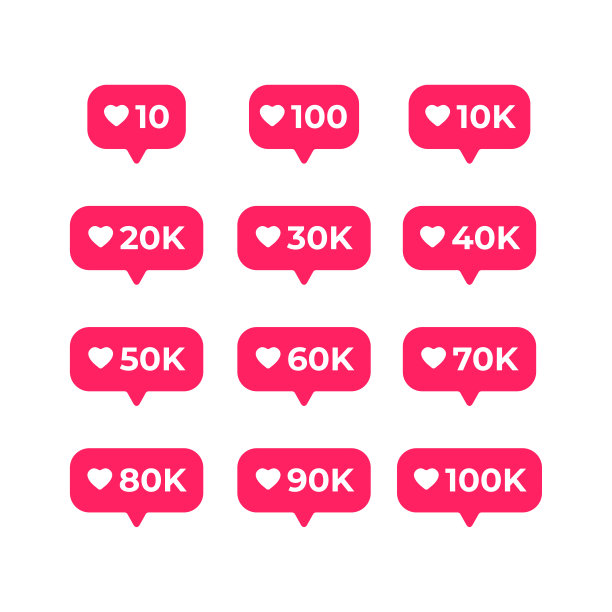 社交媒体喜欢或喜欢通知图标。图片下载