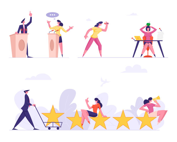 设置男性和女性商务人士表演图片下载