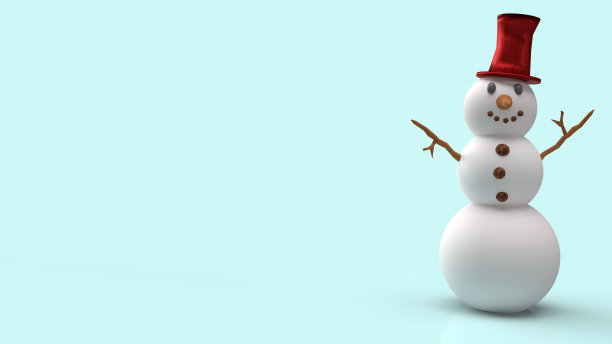 雪人在蓝色背景为圣诞节内容3d渲染。图片下载