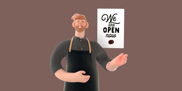 咖啡店3D插图图片下载