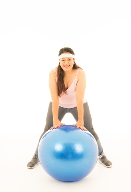 亚洲肥胖女性超重。她有各种各样的情绪，饮食和运动图片下载