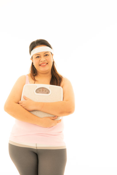 亚洲肥胖女性超重。她有各种各样的情绪，饮食和运动图片下载