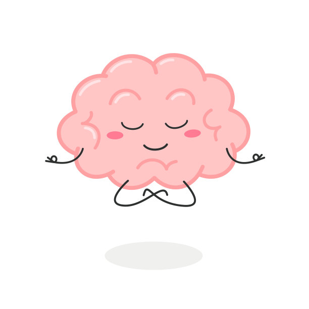 卡通大脑人物冥想在莲花姿势图片下载