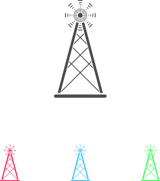 无线电塔广播天线图标平坦图片下载