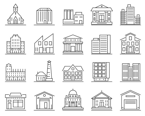 城市建筑标志等高线设置图标图片下载