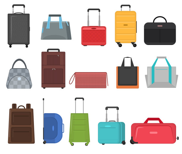 卡通彩色袋标志图标集图片下载