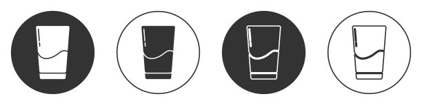 黑色玻璃与水图标隔离在白色图片下载