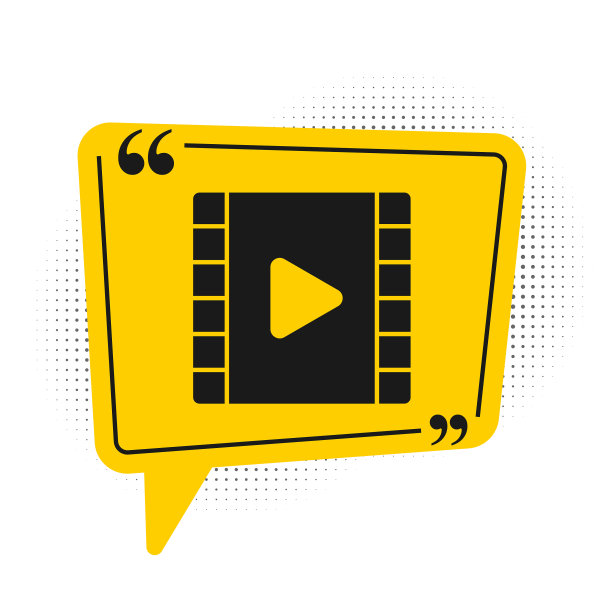 黑色播放视频图标孤立的白色背景图片下载