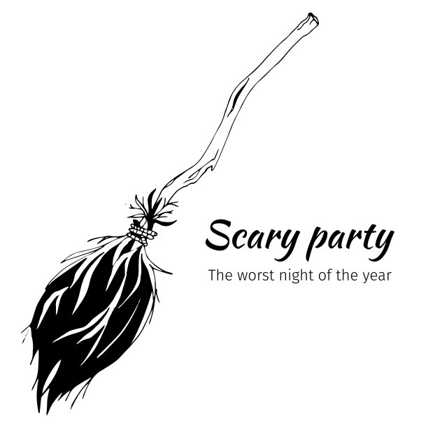 女巫的扫帚孤立在白色的背景上。万圣节的黑白插图。矢量横幅为一个聚会。纹身长扫帚。图片下载