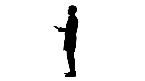 剪影医生穿着白大褂解释着什么图片下载