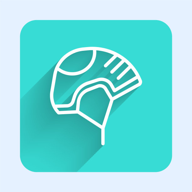 白色线头盔图标孤立与长影子图片下载