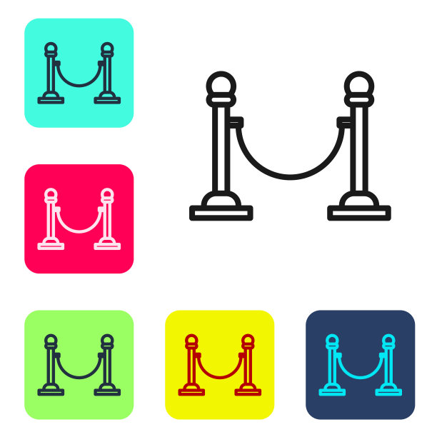 黑色绳障图标隔离在白色上图片下载