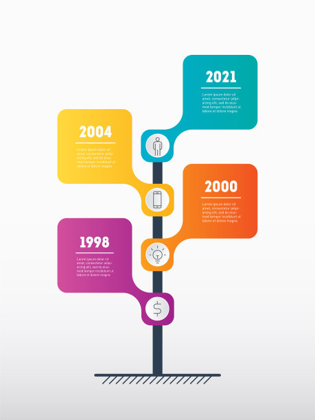 垂直时间轴或信息图与4个选项图片下载