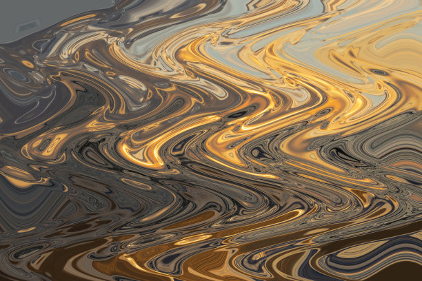 以波浪为主题的抽象之字形图案。旭日照片的艺术图像处理。美丽的多色图案在温暖的金色调。背景图像图片下载