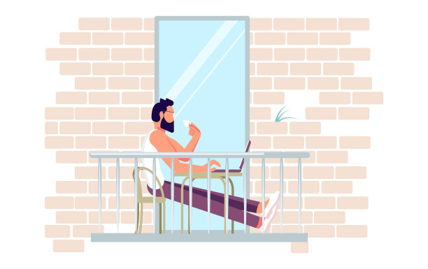 在阳台上用笔记本电脑工作图片下载