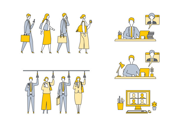 工作的商人的一天。平面设计矢量插图的商业人士。图片下载