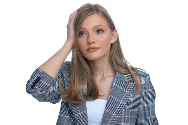 年轻的女商人手牵着手，抬起头图片下载