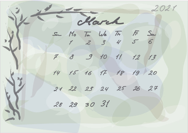 植物日历2021年3月图片下载