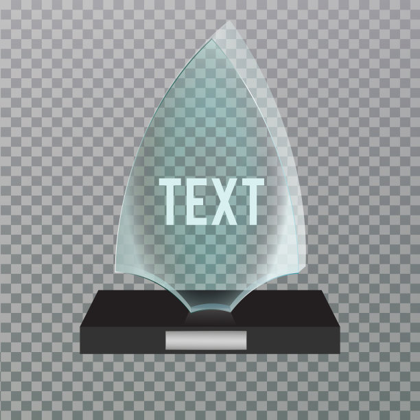 一套玻璃奖模板孤立在透明的背景。冠军领奖台。图片下载