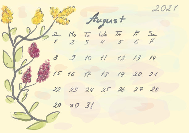 植物日历2021年8月图片下载