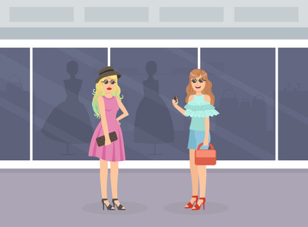 美丽的年轻女子站在时尚服装图片下载