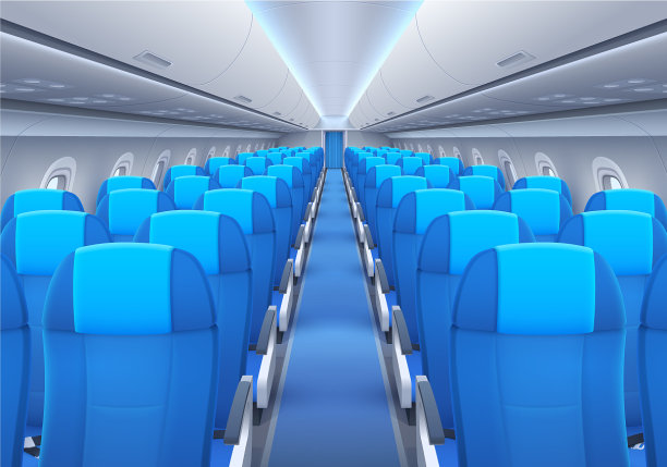 带座位的飞机或机舱内部图片下载