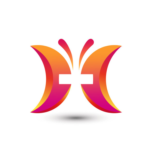 抽象渐变蝴蝶标志设计模板图片下载