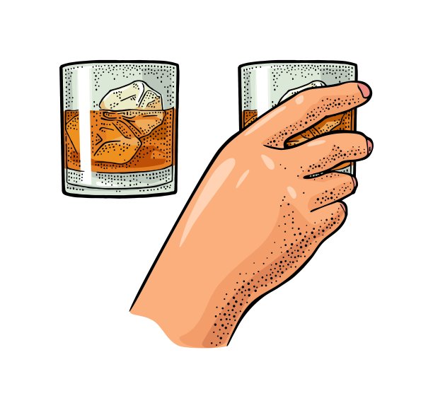 女性手握酒杯。古董向量雕刻图片下载