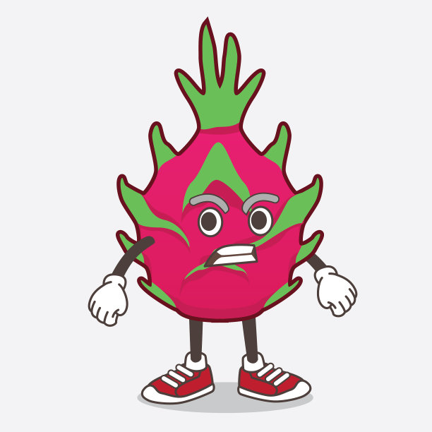 龙果卡通吉祥物人物与愤怒图片下载