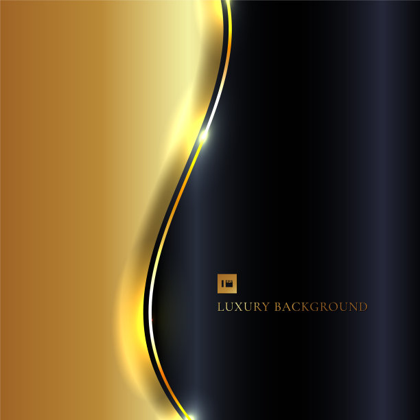 抽象的发光金色波浪在深蓝色图片下载