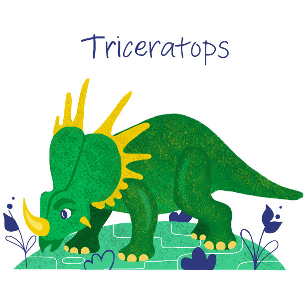 恐龙卡通人物。三角龙。光栅图图片下载