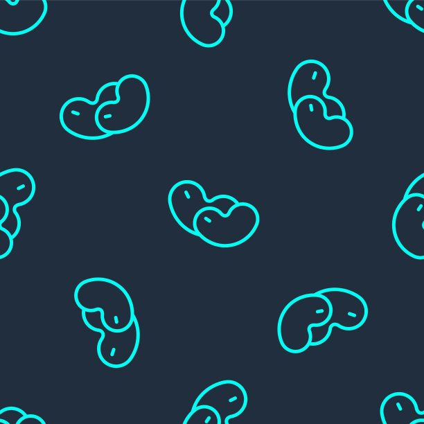 绿线Beans图标隔离无缝模式上的蓝色背景。向量图片下载