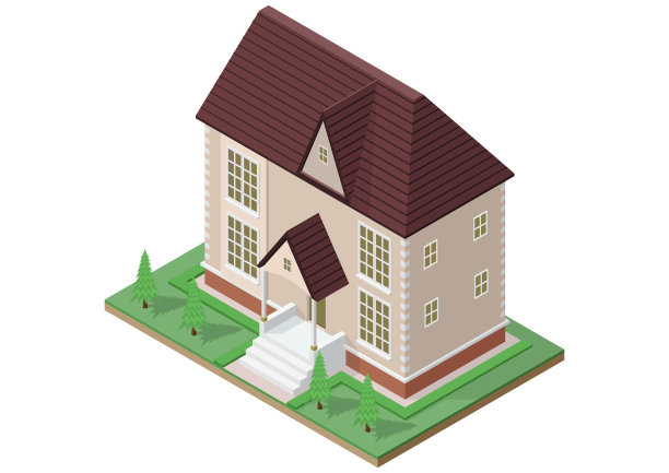 等距维多利亚风格的房子。图片下载
