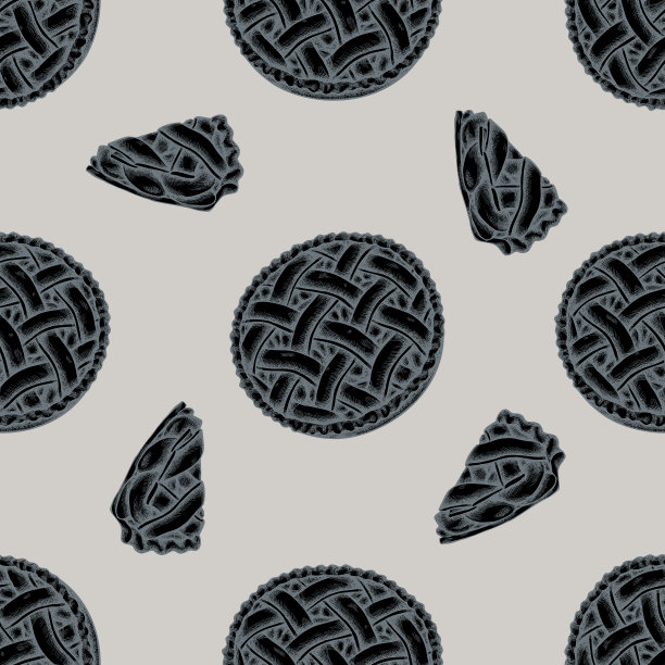 无缝模式与手绘程式化苹果派图片下载