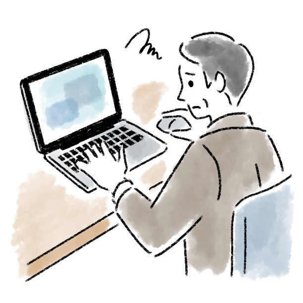 操作前笔记本电脑的中年男子困惑不已图片下载