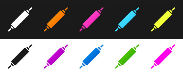 设置滚动针图标隔离在黑色和白色背景。向量图片下载