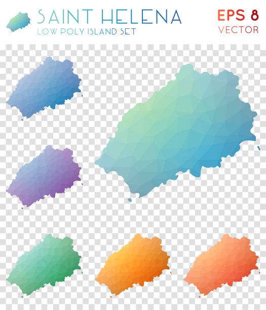 圣赫勒拿岛几何多边形地图，马赛克风格的岛屿收藏。图片下载