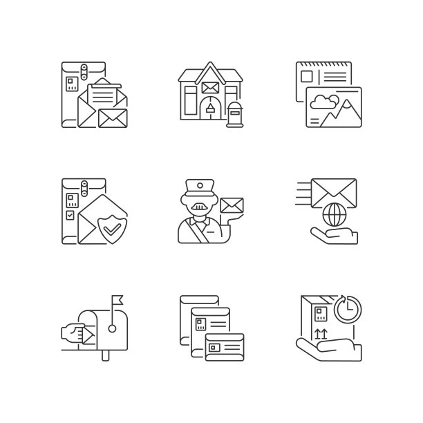 邮局线性图标集图片下载