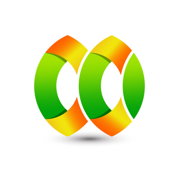 很棒的抽象渐变字母cc叶标志图片下载