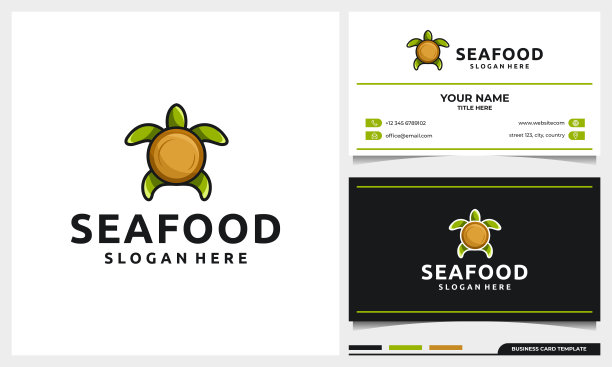 海龟标志设计与板作为外壳概念和名片模板图片下载