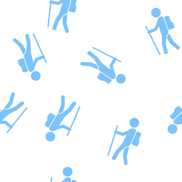 矢量图标男子从事徒步旅行无缝模式上的白色背景。图片下载