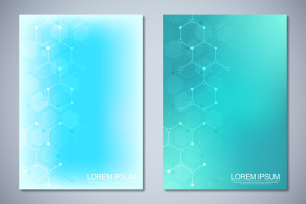 模板小册子或封面设计，书，传单，分子背景和化学工程。具有科技创新理念和理念的模板设计。图片下载