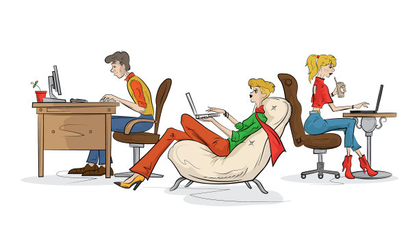 男人和女人在电脑上工作图片下载