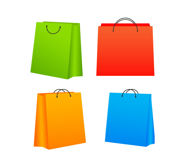 购物袋3d逼真不同的颜色图片下载