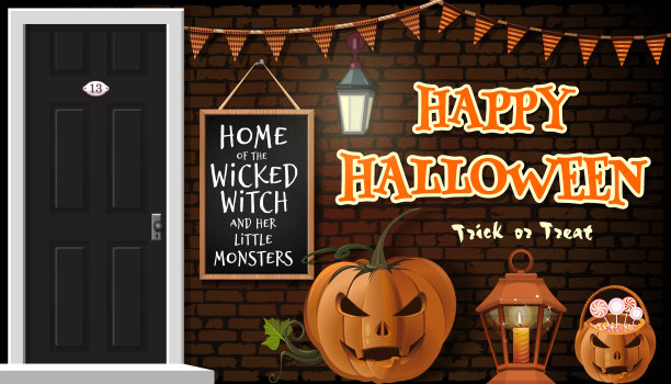 房子为庆祝万圣节而装饰图片下载