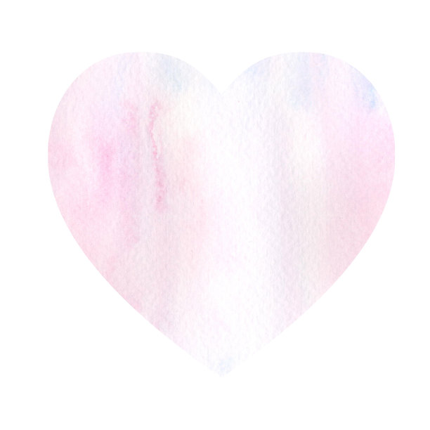 手绘抽象软粉色水彩背景在一个心的形状图片下载