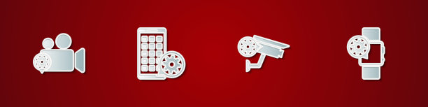 设置摄像头设置，移动应用程序，安全和智能手表图标。向量图片下载