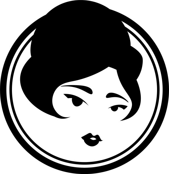 黑白图标与可爱的复古女士图片下载