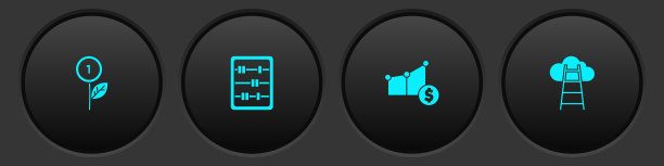 设置美元植物，算盘，饼图和美元和楼梯与完成旗帜图标。向量图片下载