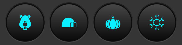 设置海狸动物，冰屋，南瓜和雪花图标。向量图片下载